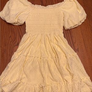She + Sky Light Yellow Eyelet Dress
